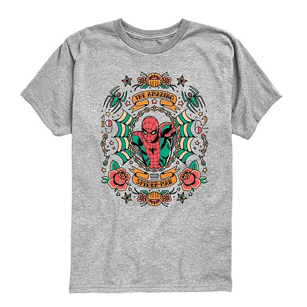 

Футболка с принтом Amazing Spider-Man Vintage Tattoo для мальчиков 8-20 Marvel, Athletic Heather