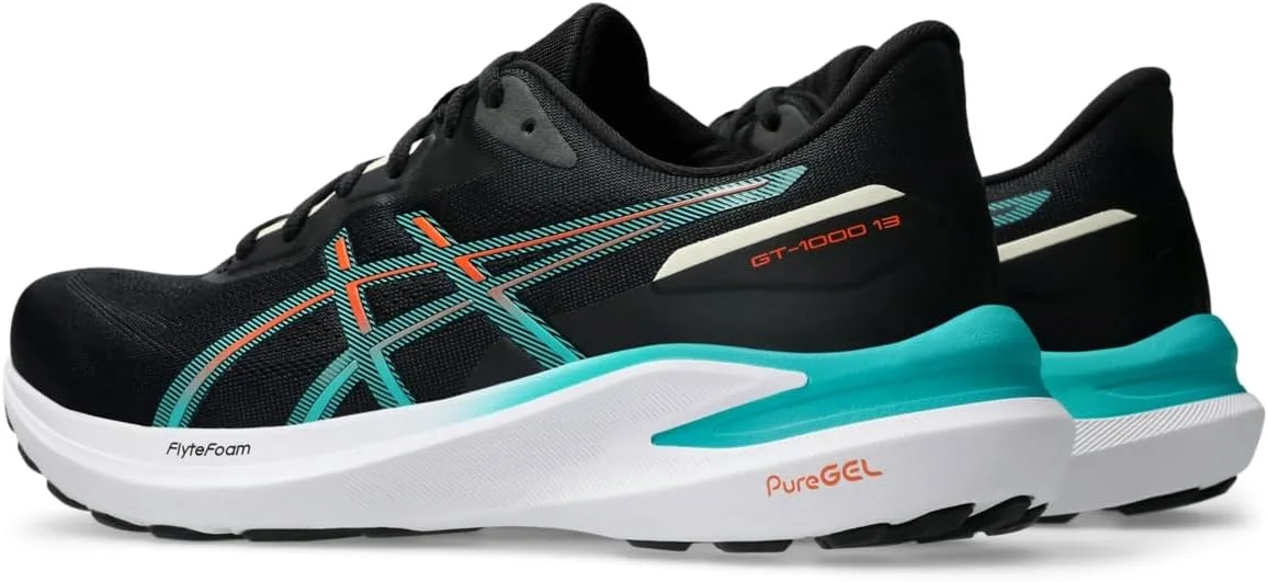 Мужские беговые кроссовки ASICS GT-1000 13, черный/бирюзовый — фото 3