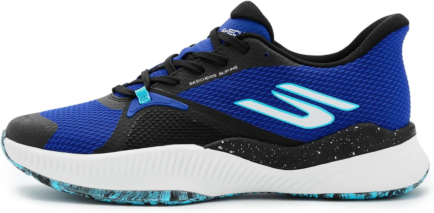Мужские теннисные кроссовки Skechers с удобной посадкой без шнурков State Champ, черный/синий — фото 3