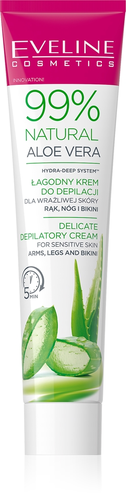 

99% натуральный успокаивающий крем для депиляции с алоэ вера в зоне бикини и подмышек Eveline Cosmetics, 125 мл