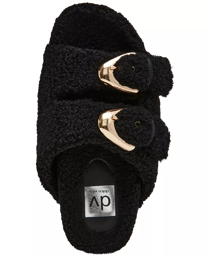 Женские плюшевые тапочки Aldoni с двумя ремешками DV Dolce Vita, черный — фото 4