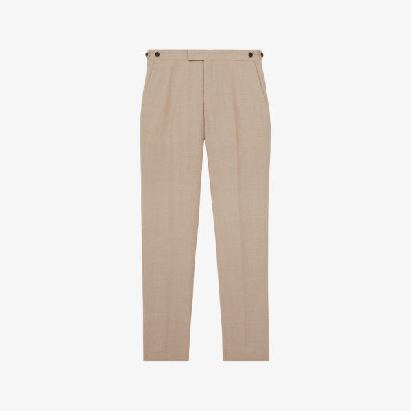 

Брюки Venus прямого кроя slim-fit из смесовой шерсти Reiss, коричневый