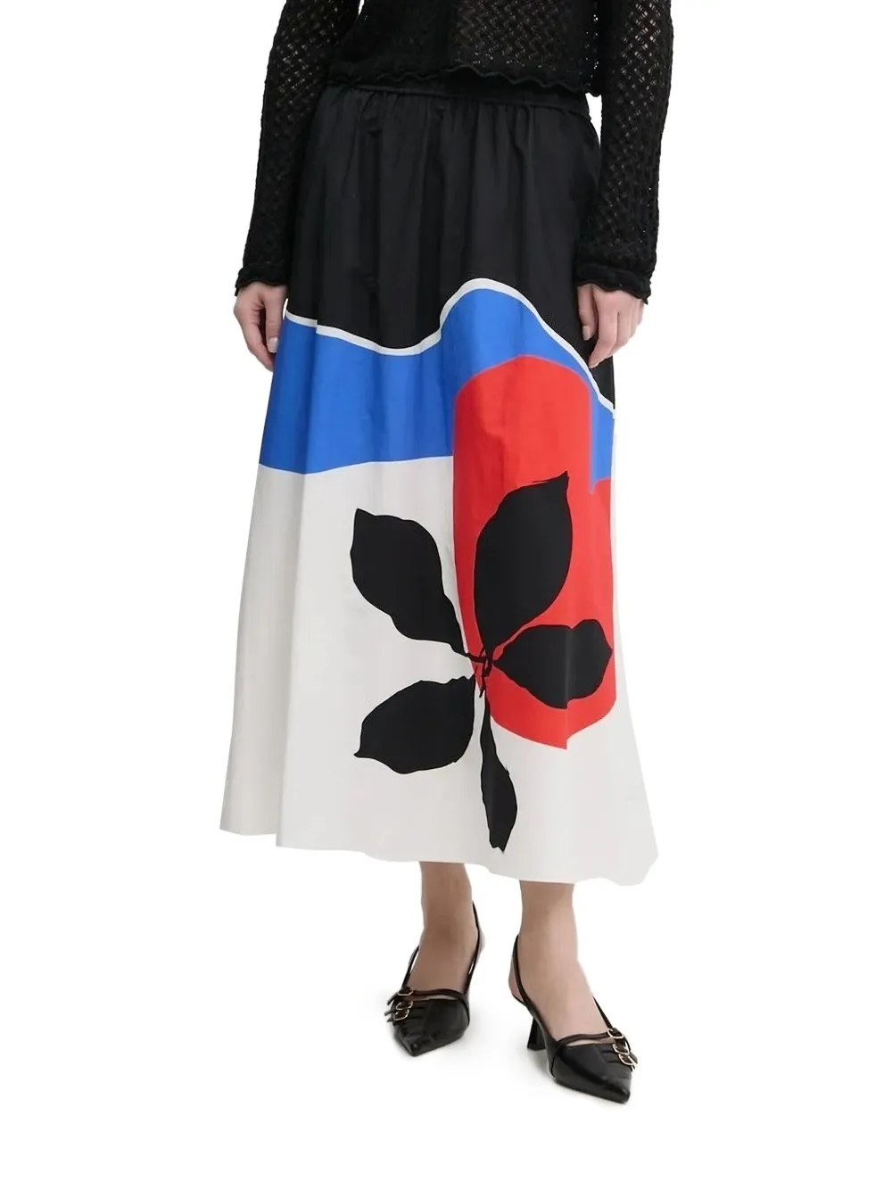 

Юбка миди с эластичным поясом и абстрактным принтом Desigual, белый