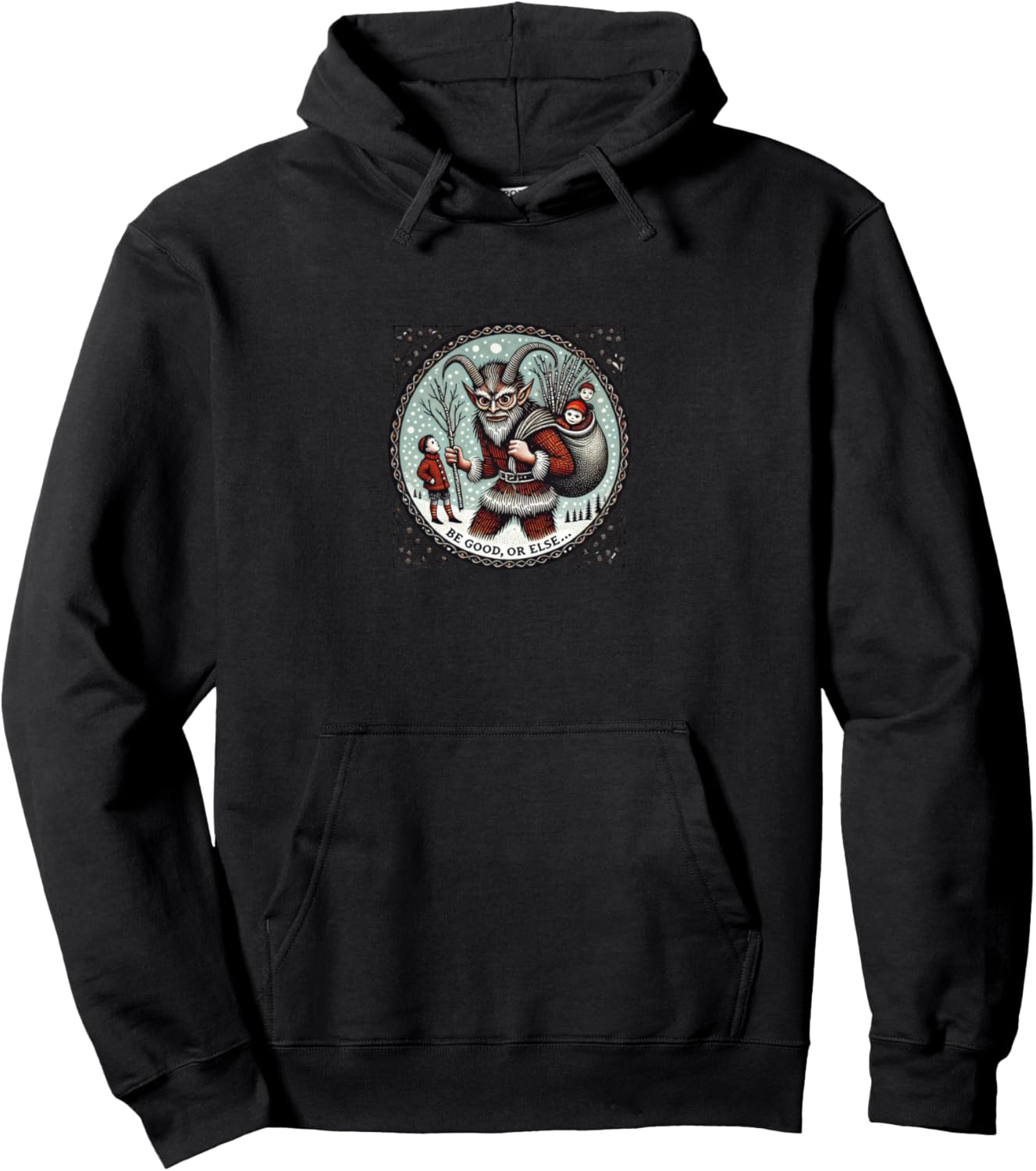 

Забавная толстовка с изображением Крампуса Будь хорошим, иначе... Vintage Krampus Love Snugg, черный