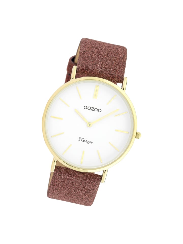 

Аналоговые наручные часы Oozoo Vintage Series, коричневато-красные, большие (примерно 40 мм)