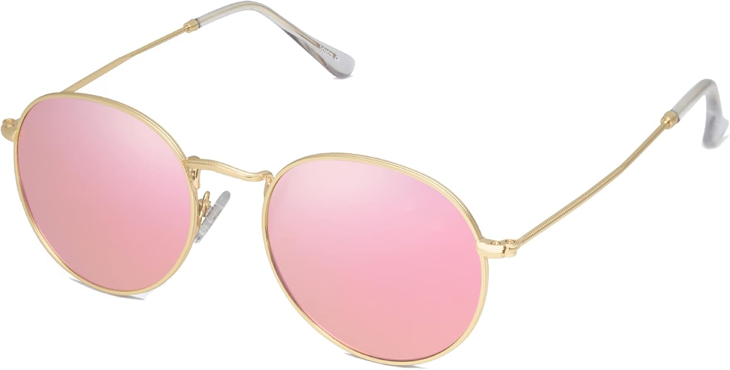 

Солнцезащитные очки SOJOS маленькие круглые поляризованные для женщин и мужчин, классический винтажный ретро-стиль, защита от ультрафиолета UV400, модель SJ1014, Gold/Pink
