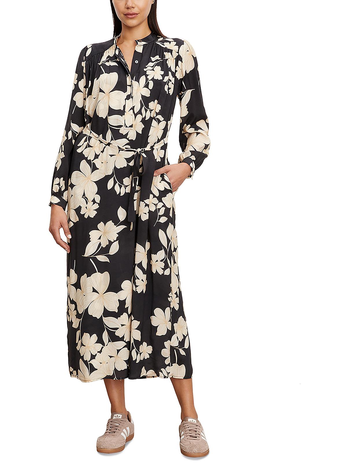 

Платье миди с длинными рукавами и цветочным принтом Josepha Womens Velvet by Graham & Spencer, черный