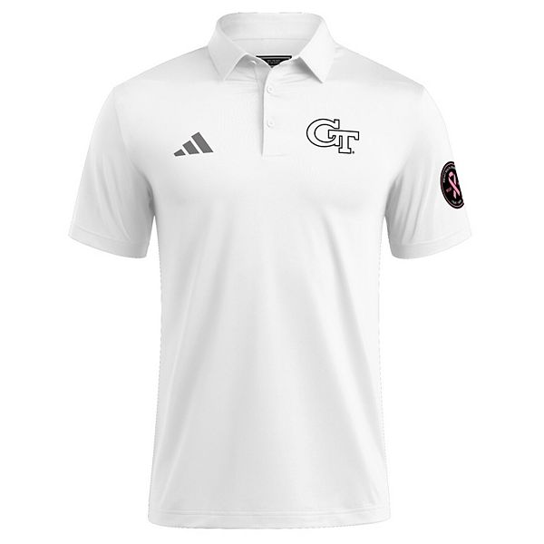 Мужская белая поло Georgia Tech Yellow Jackets Wear Pink для повышения осведомленности о раке груди Adidas — фото 3