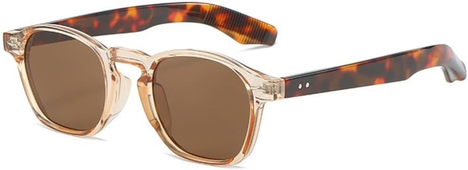 

Солнцезащитные очки неправильной формы для женщин, ретро-очки с круглыми линзами и прозрачными линзами, защита от УФ-излучения UV400; солнцезащитные очки для мужчин с заклепками LANGSER, Brown