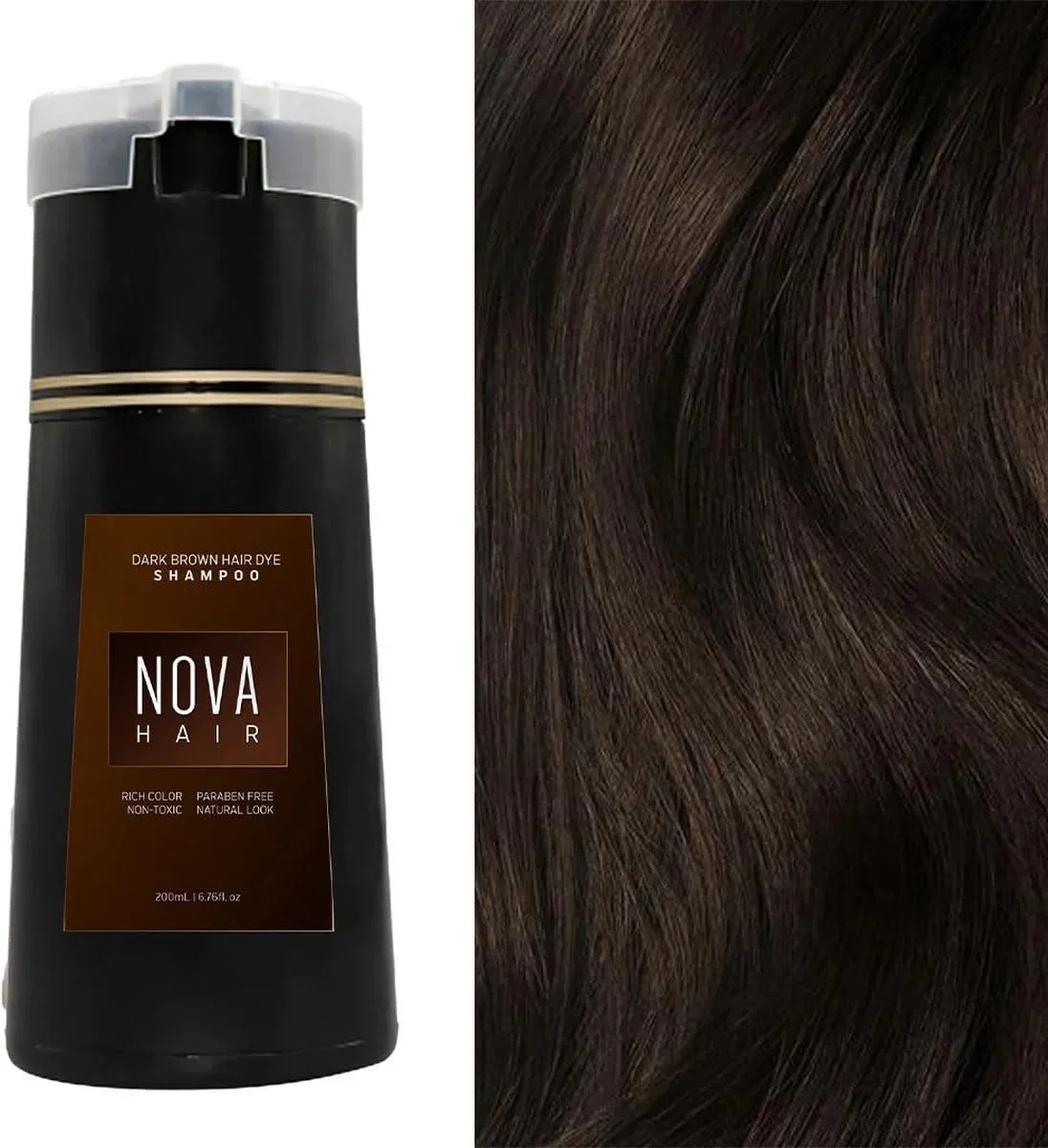 Шампунь-краска Nova Hair Instant Dye Shampoo, темно-коричневый, 200 мл Nova Hair, Dark Brown
