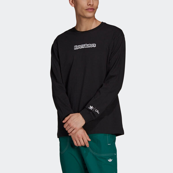 Футболка originals smps kb ls tee printing sports long sleeves black Adidas, черный — фото 2