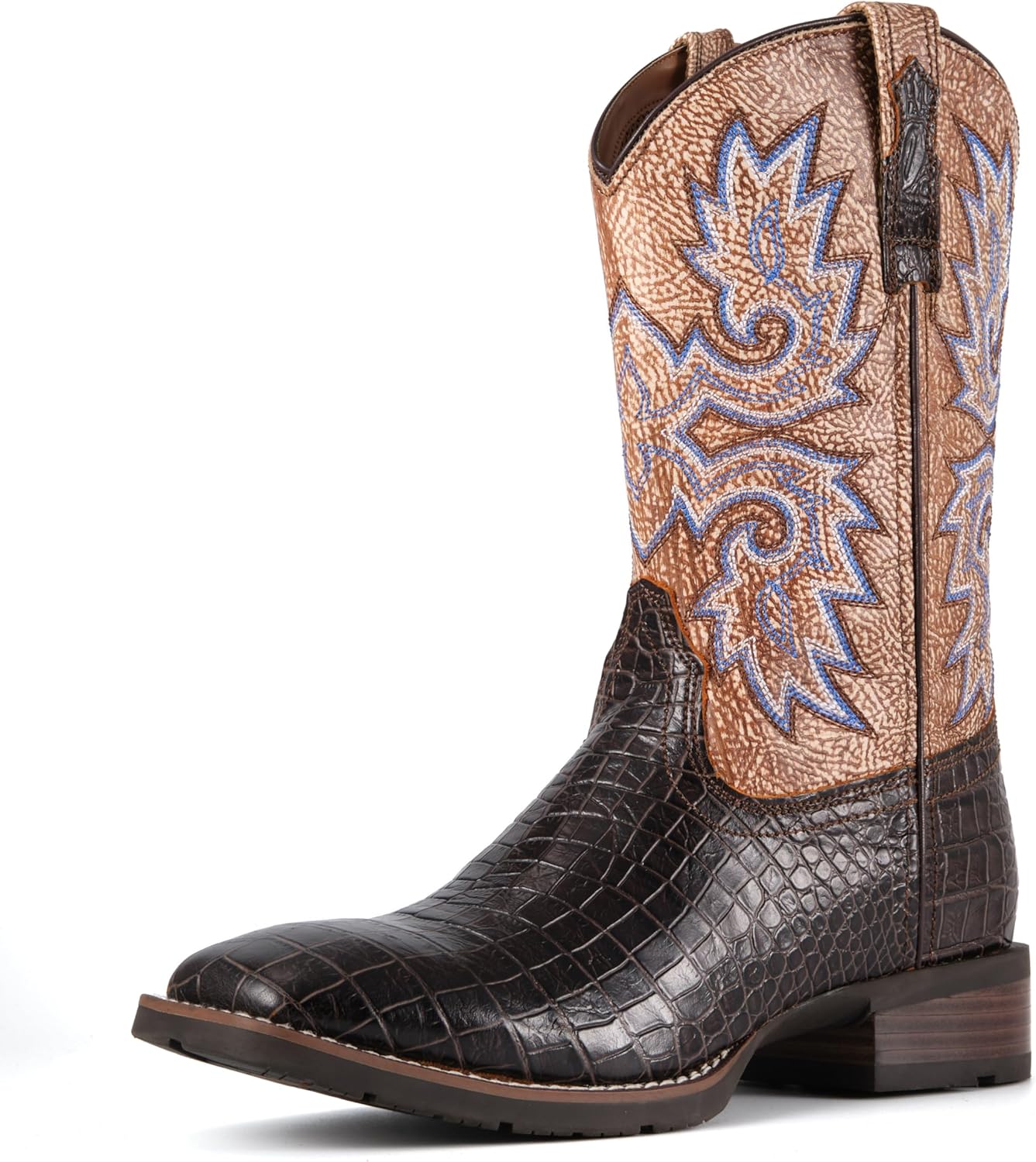 

Мужские ковбойские сапоги SUREWAY из полностью натуральной кожи с выраженной структурой под крокодила, шоколадный