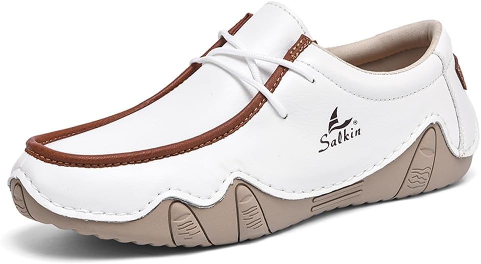 

Мужские премиальные лоферы VAXAV с низким верхом, ручной строчкой, из полиуретана, повседневные, для ходьбы и вождения, белый