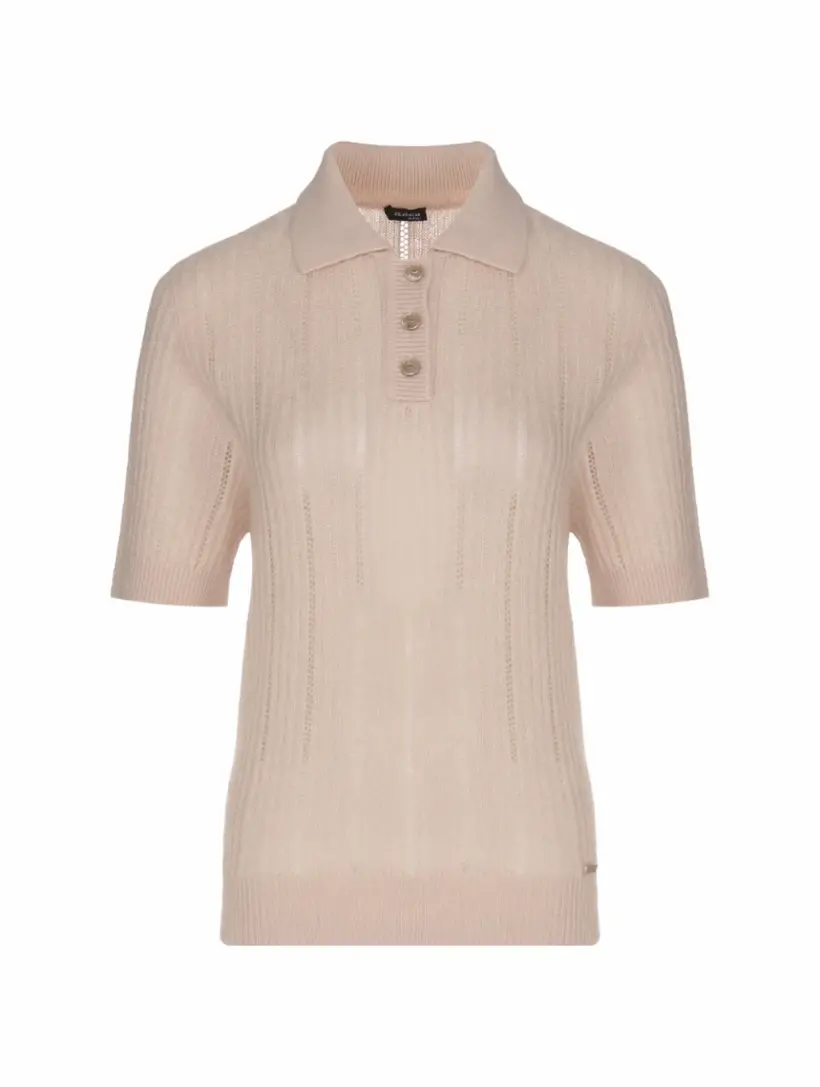 

Вязаное поло с логотипом Kiton, розовый