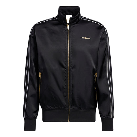 

Куртка Men's adidas originals Stand Collar Stripe Zipper Ribbed Cuff Long Sleeves logo Sports Jacket Black H31290