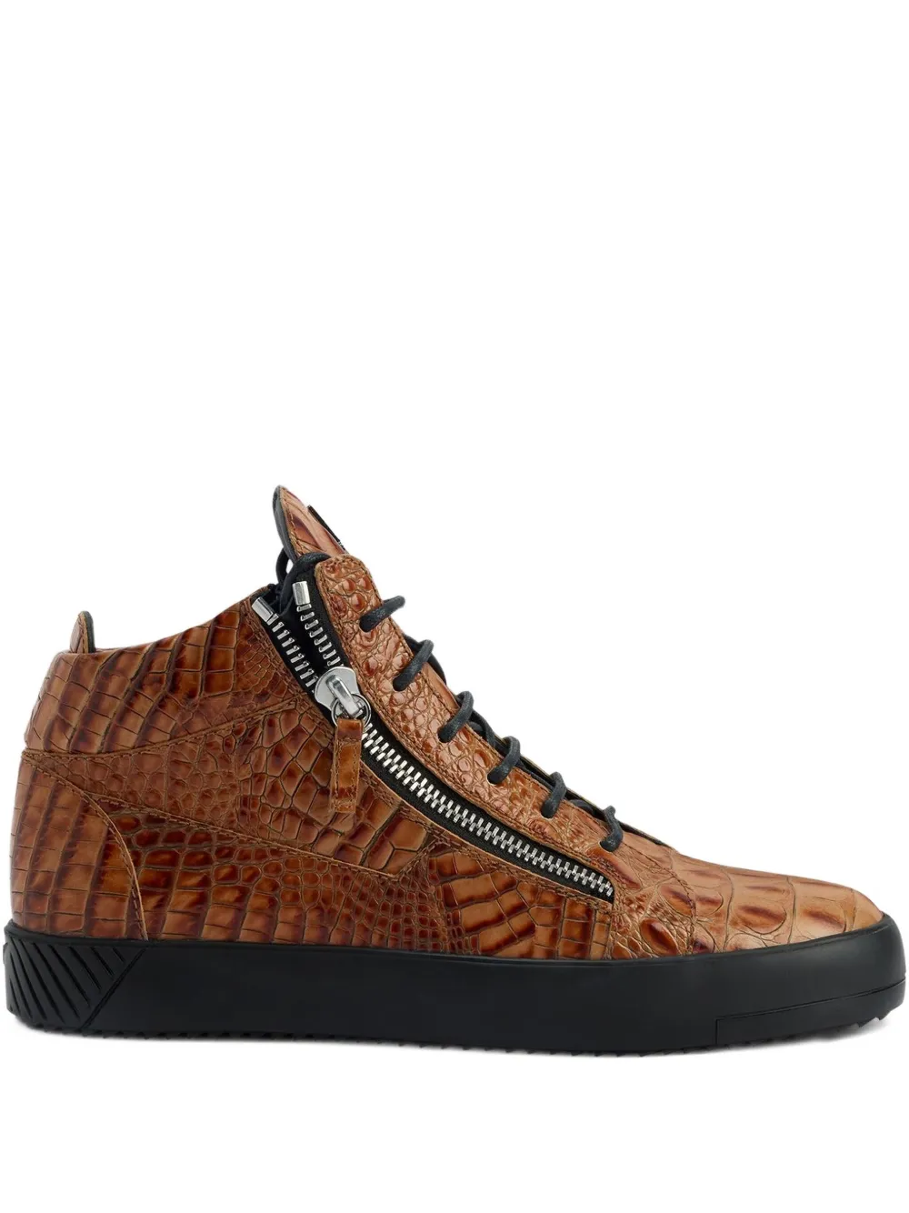 Кеды Kriss с тиснением под кожу крокодила Giuseppe Zanotti, коричневый