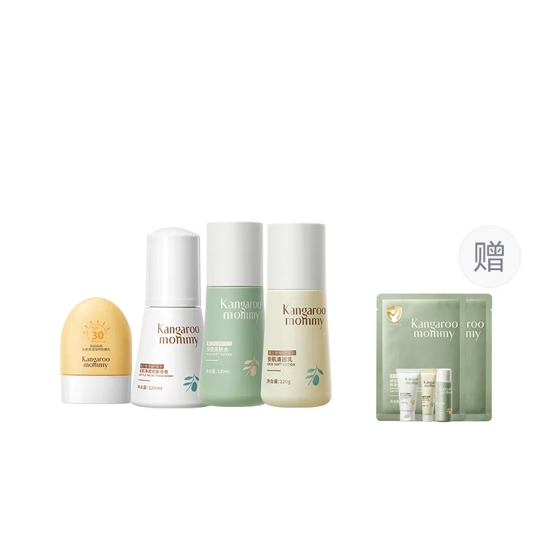 Набор для ухода за кожей подростков Kangaroo Mommy, 4-piece set [cleanser + toner + lotion + SPF 50 sunscreen]