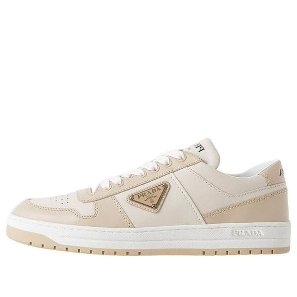 Кроссовки downtown leather sneakers 'beige' Prada, бежевый