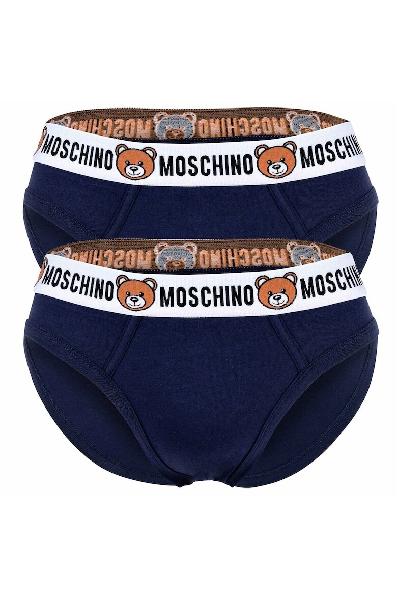 

Хлопковые трусы с логотипом, 2 пары Moschino Underwear, синий