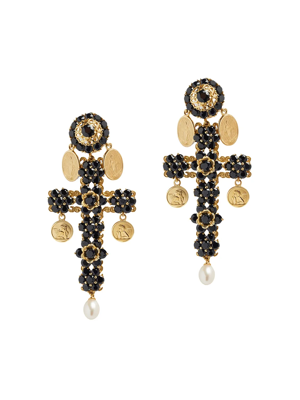 

Серьги-клипсы из желтого золота с сапфиром и жемчугом DOLCE & GABBANA, золотой