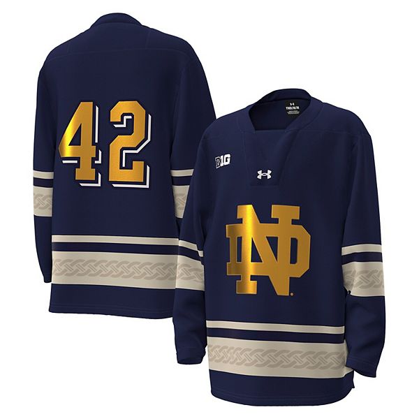 Хоккейная футболка Notre Dame Fighting Irish #42 navy Under Armour — фото 2