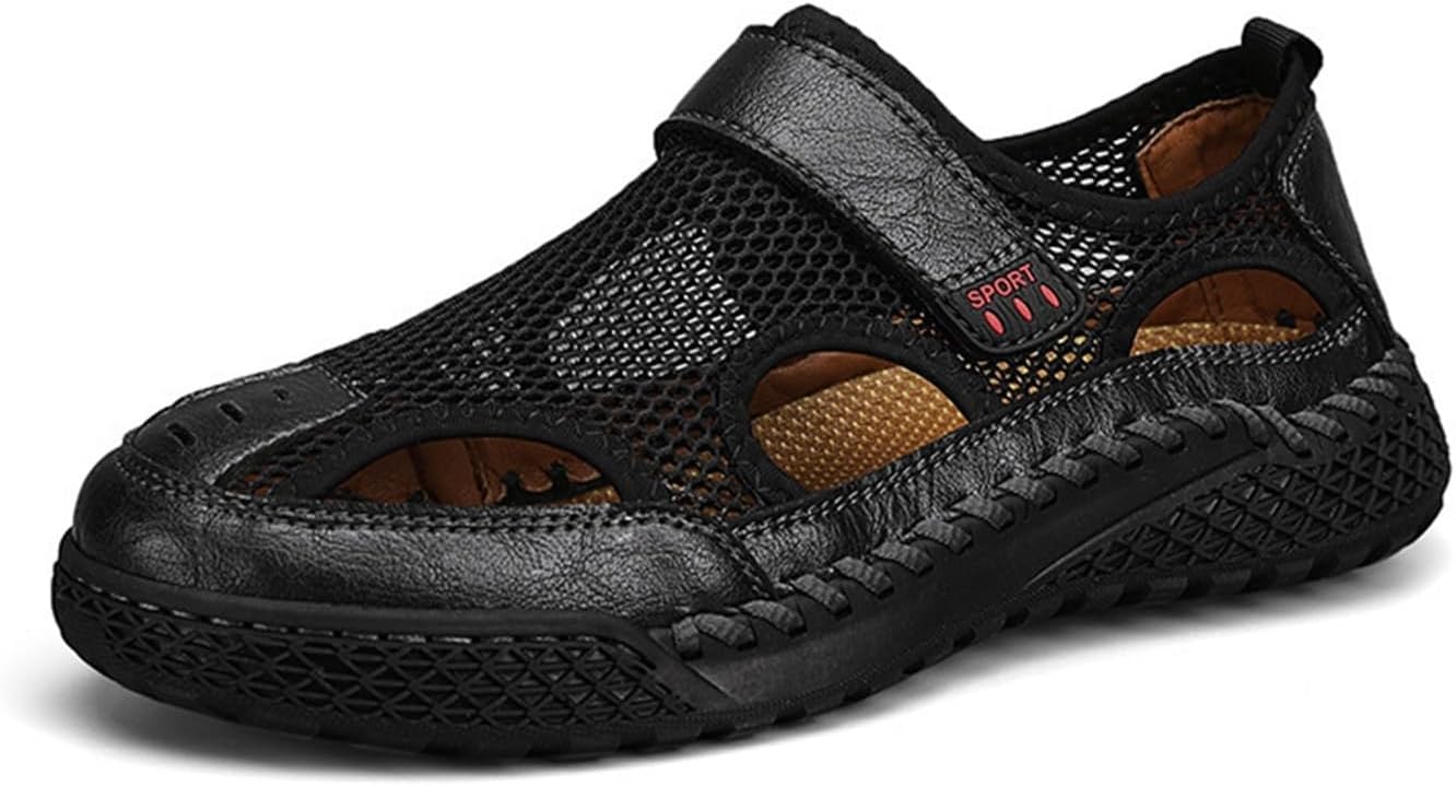 

Мужские походные сандалии Лето Спортивные Комфортные с амортизацией Дышащие Закрытый носок Водные туфли Мужские сандалии Generic, черный