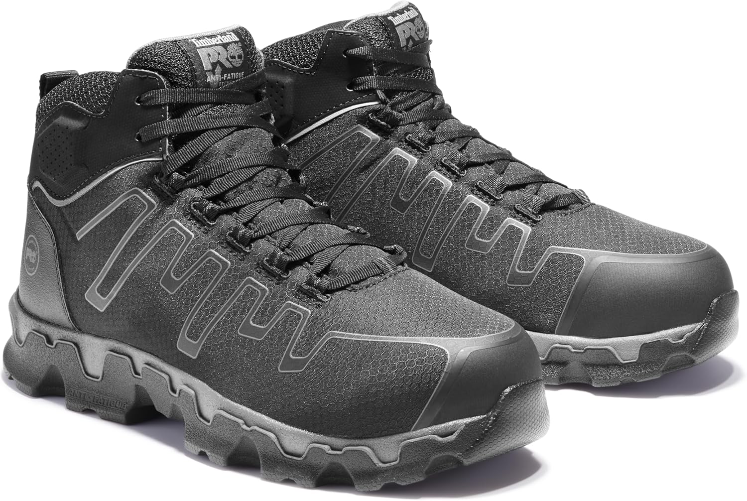 Timberland PRO мужские промышленные рабочие кроссовки Powertrain Sport Mid Alloy Safety Toe, Black/Grey — фото 2