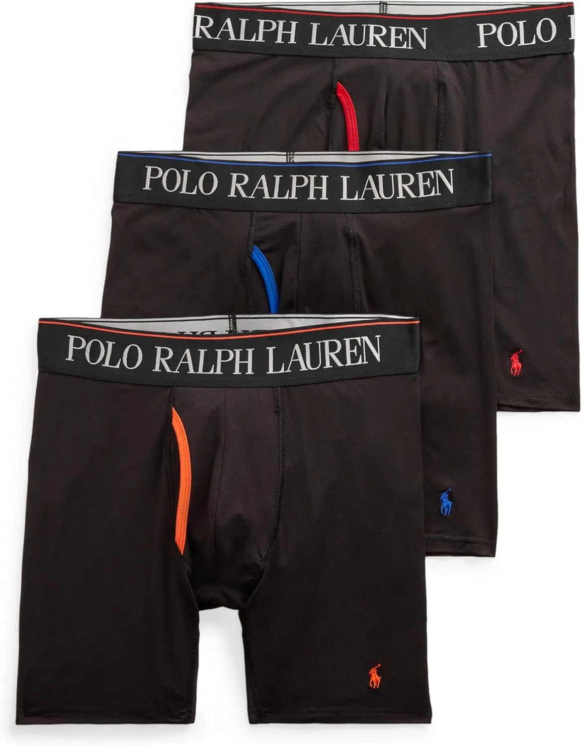 Боксеры 4D Flex Cooling Microfiber, POLO RALPH LAUREN, Black/Orange Black/Royal Black Red - 3 Pack