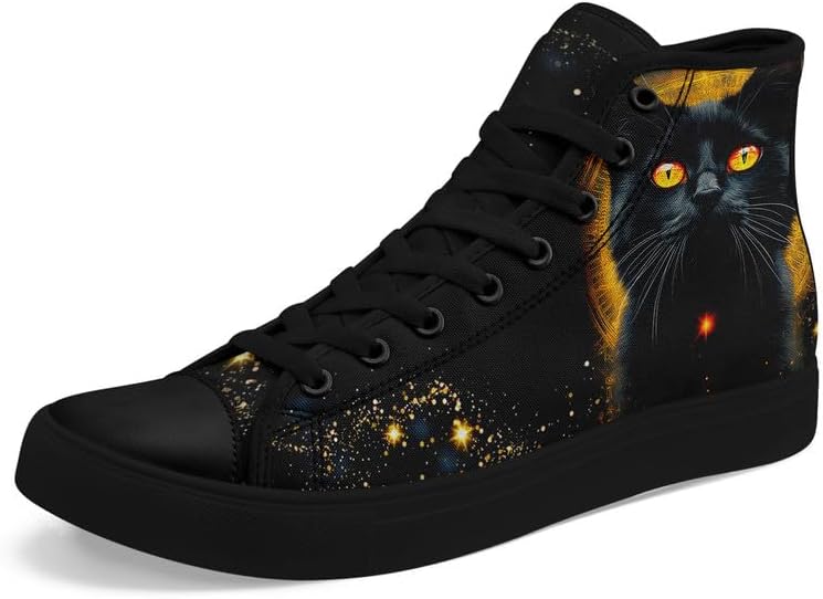 

Высокие кеды из ткани для девочек и мальчиков с принтами галактики, кошек и собак, модные кроссовки, дышащие, легкие, повседневная обувь Awsole, черный