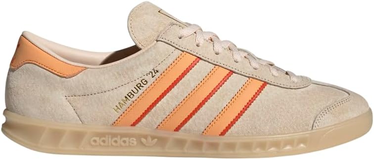 

Мужские кроссовки adidas Hamburg 24 на шнуровке, повседневные - бежевые с оранжевым
