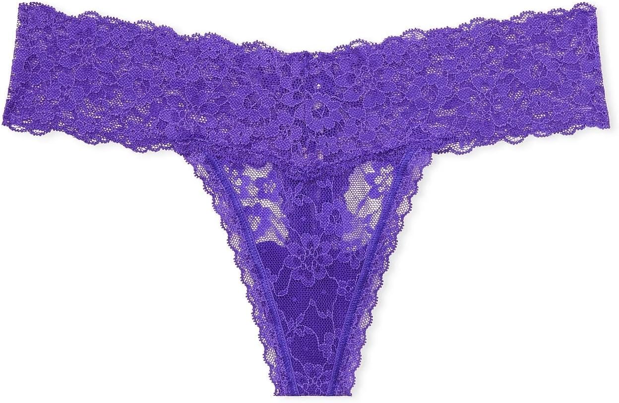 Victoria's Secret кружевное стринги с шнуровкой, цвет Purple, новое — фото 3