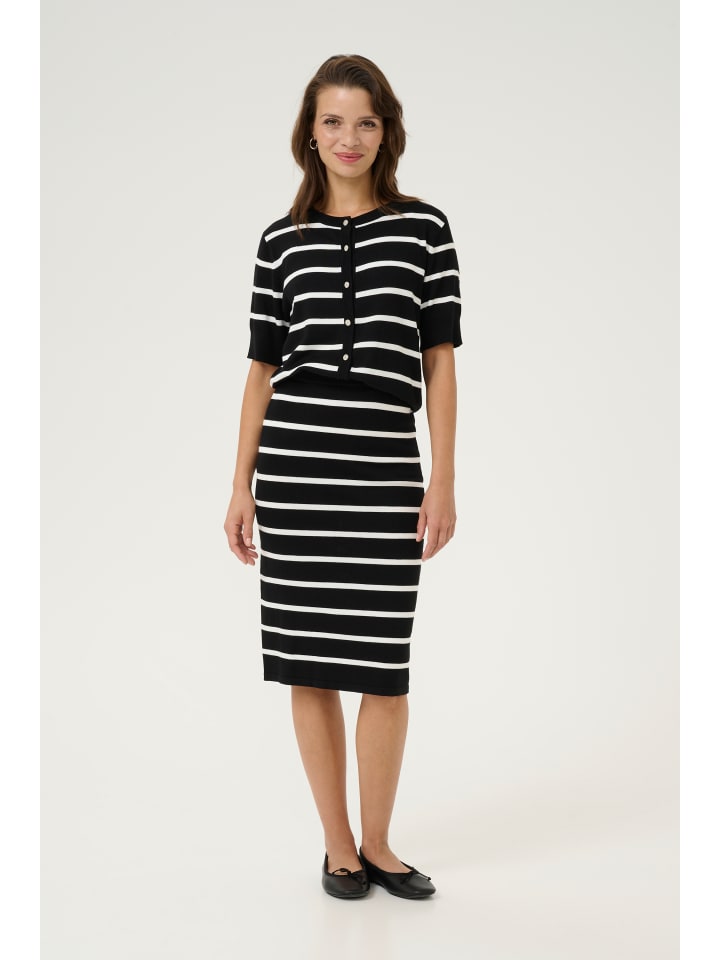 

Юбка длиной до колена Kaffe, цвет black/chalk stripe