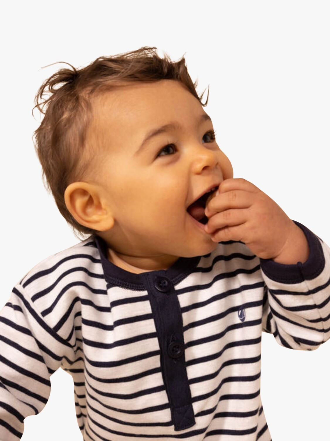 Комбинезон в полоску Baby Breton Petit Bateau, зефир/дым — фото 2