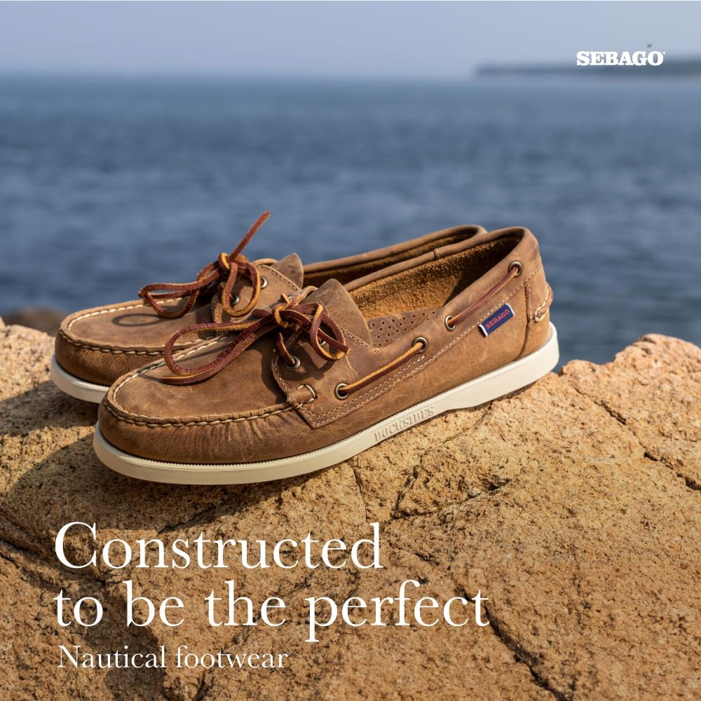 Мокасины Sebago Portland Crazy H - с узорчатой и искусственно состаренной вощеной кожей, подкладкой из кожи и резиновой подошвой, не оставляющей следов и не скользящей, Brown Tan — фото 4