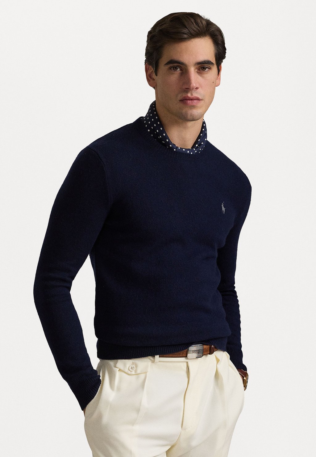 

Джемпер WOOL-COTTON CREWNECK SWEATER Polo Ralph Lauren, темно-синий