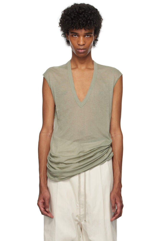 

Футболка зеленая Hollywood Deep V SL Rick Owens