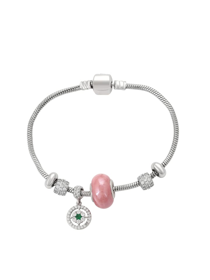 

Faina Женский браслет-цепочка в виде змеи с подвесками, серебристо-розовый цвет