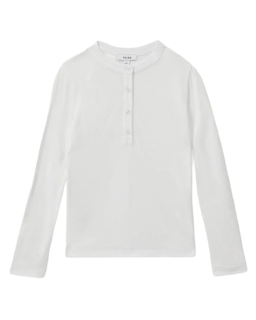 Топ Reiss Button Through Jersey Top, белый