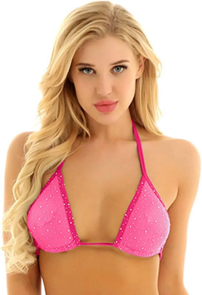 

Женский топ-бикини с блестками и стразами на шее YONGHS