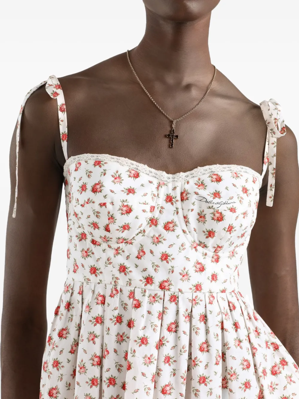 Кружевное платье с цветочным узором DOLCE & GABBANA, белый — фото 4