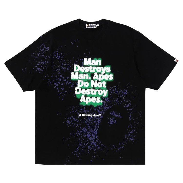 

Футболка BAPE Spray Print Slogan Relaxed Fit Tee, Black