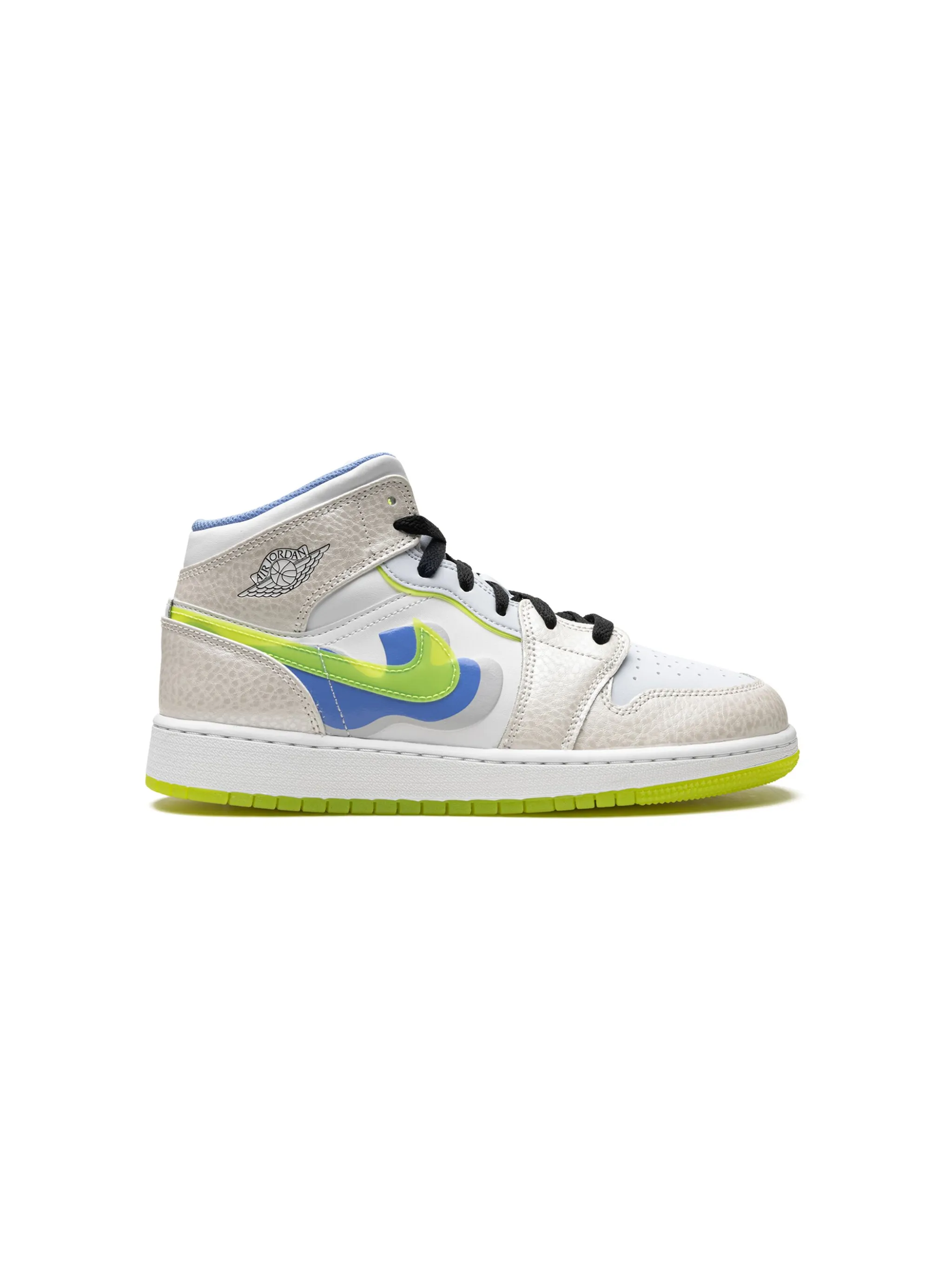 Кроссовки Air Jordan 1 Mid SE Warped Swoosh Jordan Kids, белый — фото 2