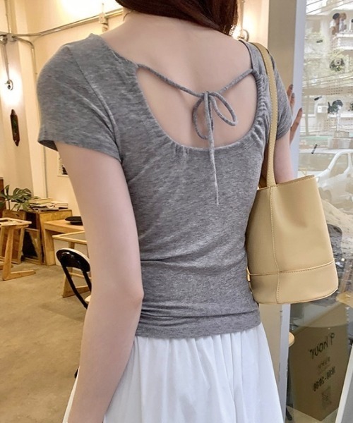 

Топ с трехсторонней лентой в области декольте LADY LIKE, серый