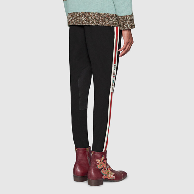 Брюки Gucci мужские, хлопок с эластаном, черно-бело-красные — фото 4
