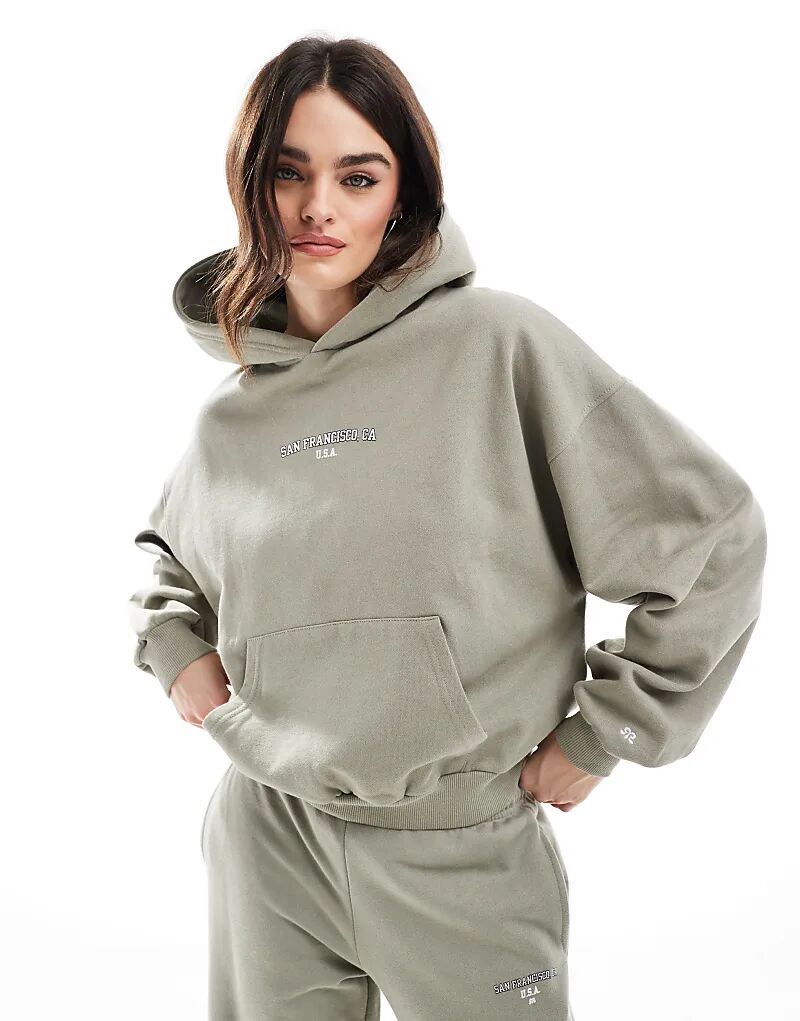 

Толстовка с капюшоном San Francisco зеленого цвета Pull&Bear