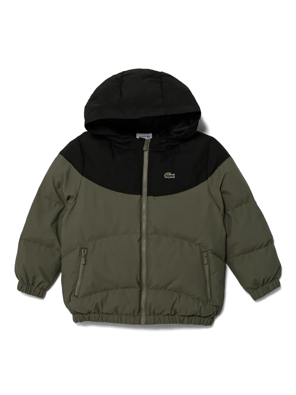 

Пуховик в стиле колор-блок Lacoste Kids, зеленый