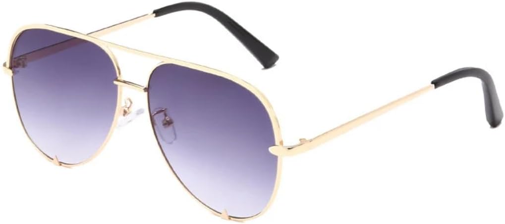 

Солнцезащитные очки с защитой от УФ-излучения UV400 | Металлические двойные перемычки, градиентные линзы | Для женщин и мужчин, для занятий спортом на открытом воздухе и вождения DSVIGF, Gold-gray