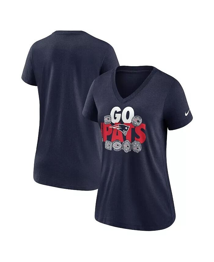 

Женская темно-синяя футболка New England Patriots Hometown Collection Tri-Blend с v-образным вырезом Nike