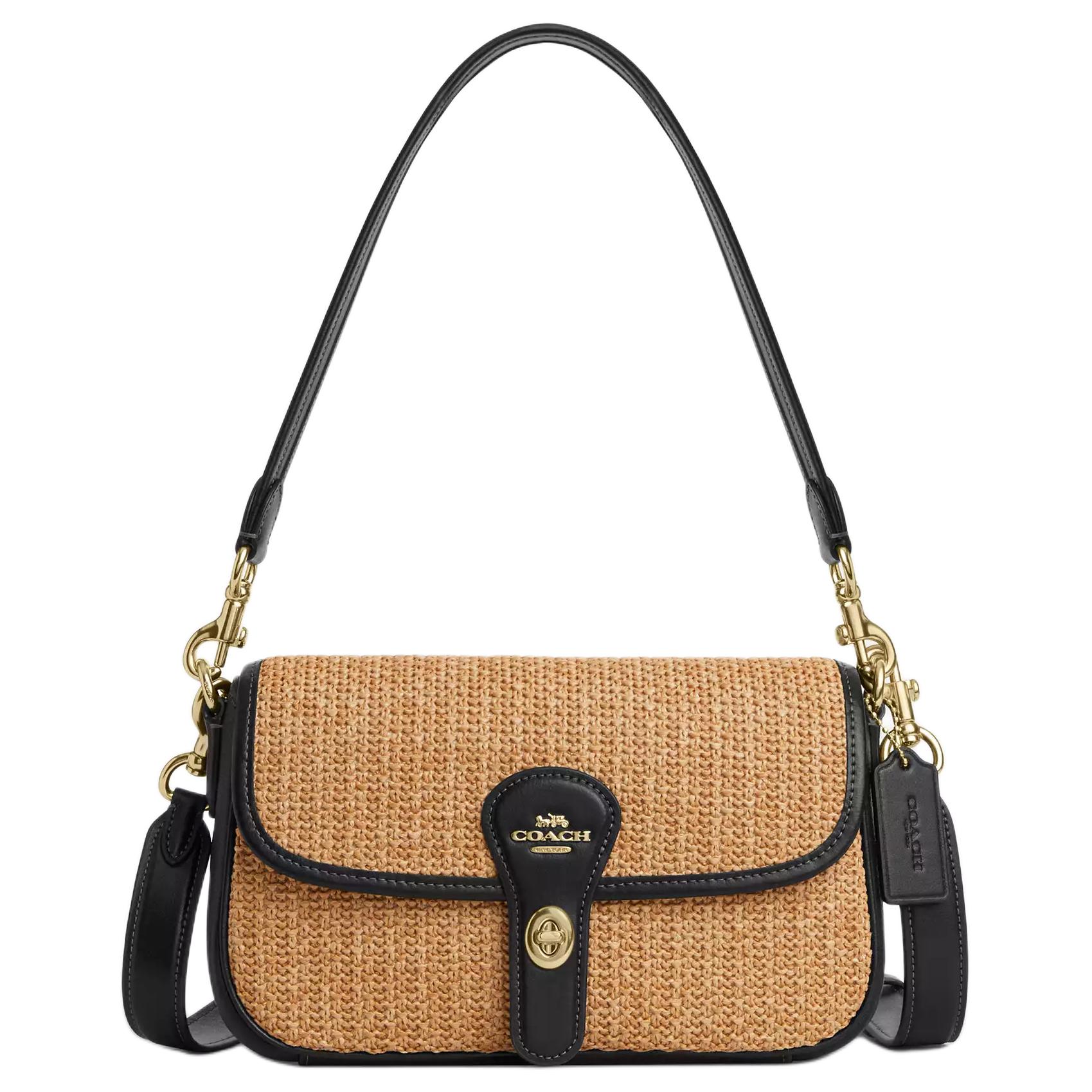 

Средняя соломенная сумка через плечо Hadley для женщин цвет Khaki COACH, Set (Bag+Dust Bag)