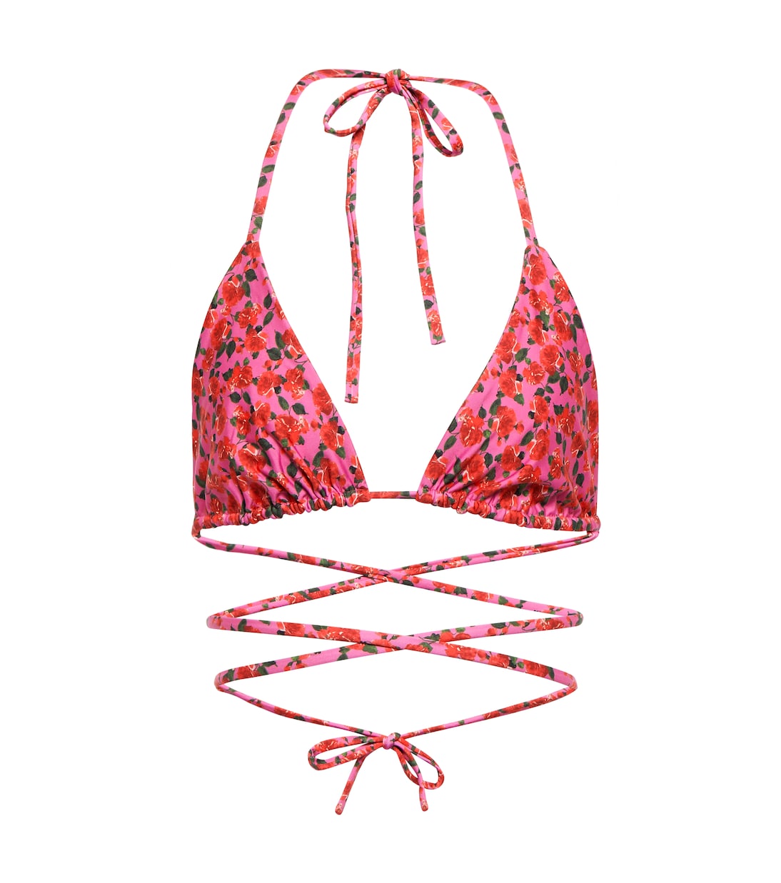 

Верх бикини с цветочным принтом и треугольными вставками Magda Butrym, Pink Print